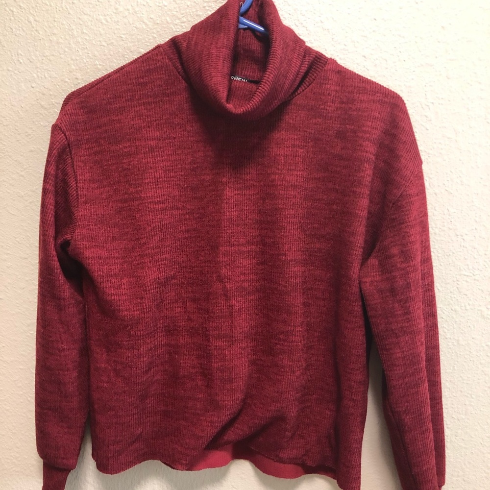 SHEIN maroon turtleneck sweater